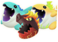 In-game artwork of Team Kaiju Trio (Ice Dragon, Flame Galboros, & Electric Dragon)