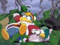 King Dedede and Escargoon get their Armored Vehicle wrecked once again.