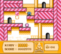 Kirby busts a Bomb Block on the red side of the last room.
