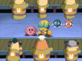 Kirby and the kids observe the assembly line, eager to join in.