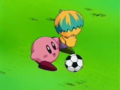 Tuff playing a game of soccer with Kirby