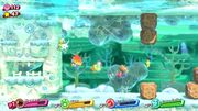 Swimming through an underwater passage as a wall moves in.