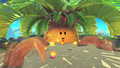 Kirby battling Tropic Woods using the Fire ability