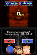Coo appears alongside Rick and Kine in the game over screen for Kirby Quest.