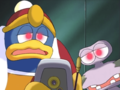 King Dedede and Escargoon are hypnotized by eNeMeE through the phone.