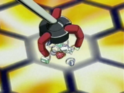 The robot depositing Escargoon's jewels in the Monster Delivery System