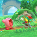 Tip image of Kirby inhaling a Blade Knight from Kirby Star Allies